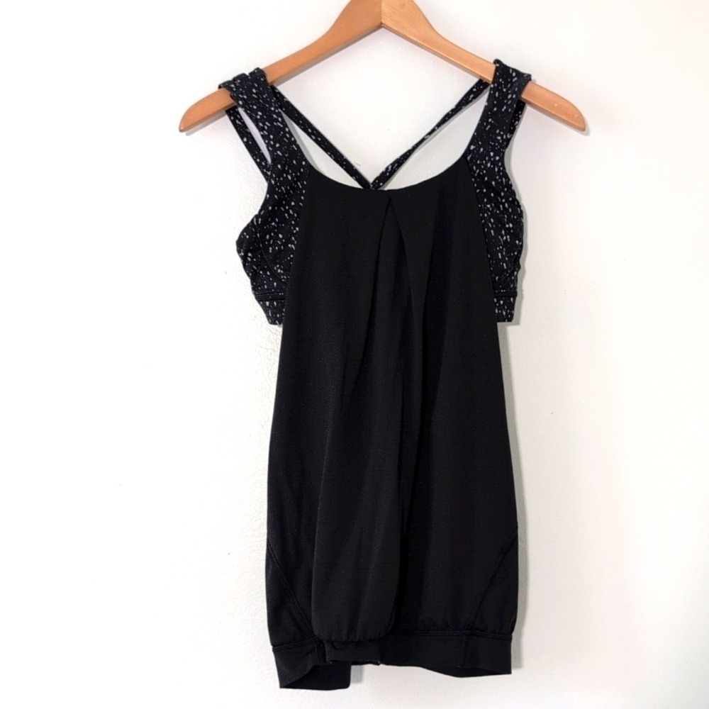 Lululemon Black Nouveau Limits Strappy Bra Top Tank Yoga Running Workout Sz 6